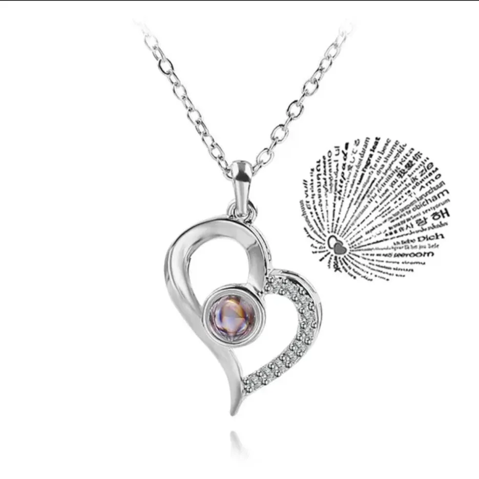 Love Projection Necklace For Women Stainless Steel Couple Necklace S7745210