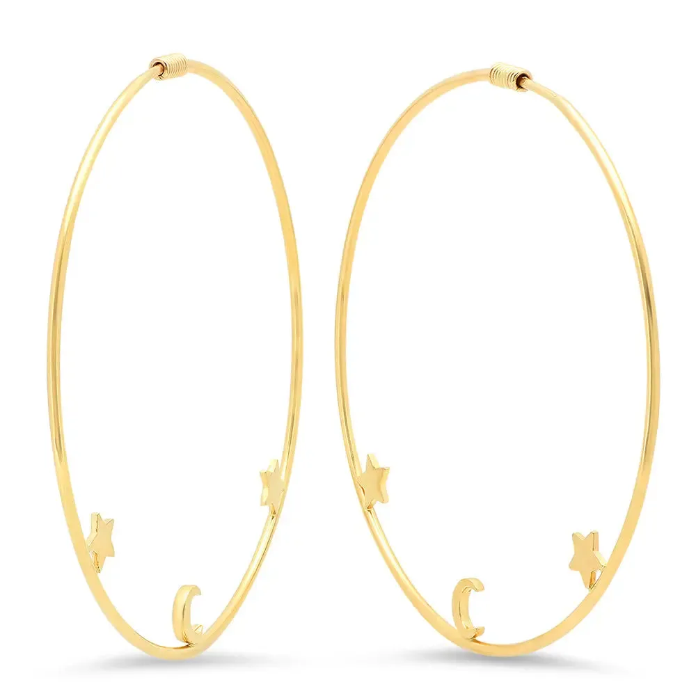 Magical World Gold Hoop Earrings