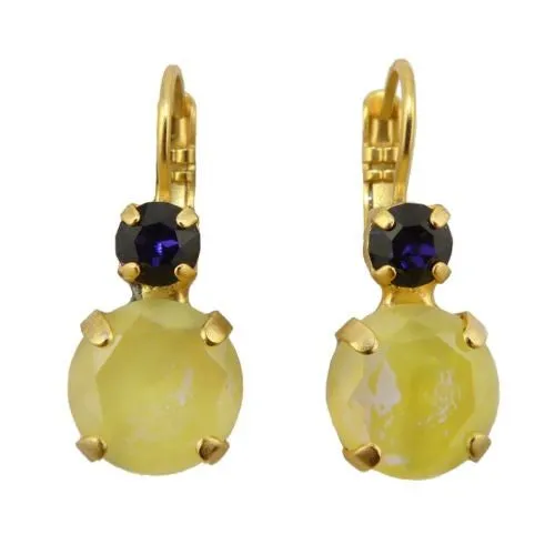 Mariana Handmade Swarovski Large Round Earrings 1037 1032 Gold Yellow Purple