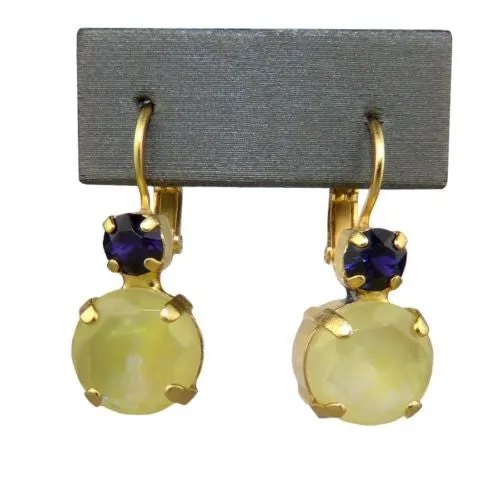 Mariana Handmade Swarovski Large Round Earrings 1037 1032 Gold Yellow Purple