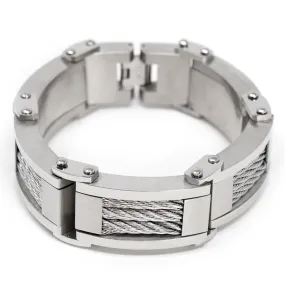 Men's Stainless Steel Chunky Three Cable Link Bracelet