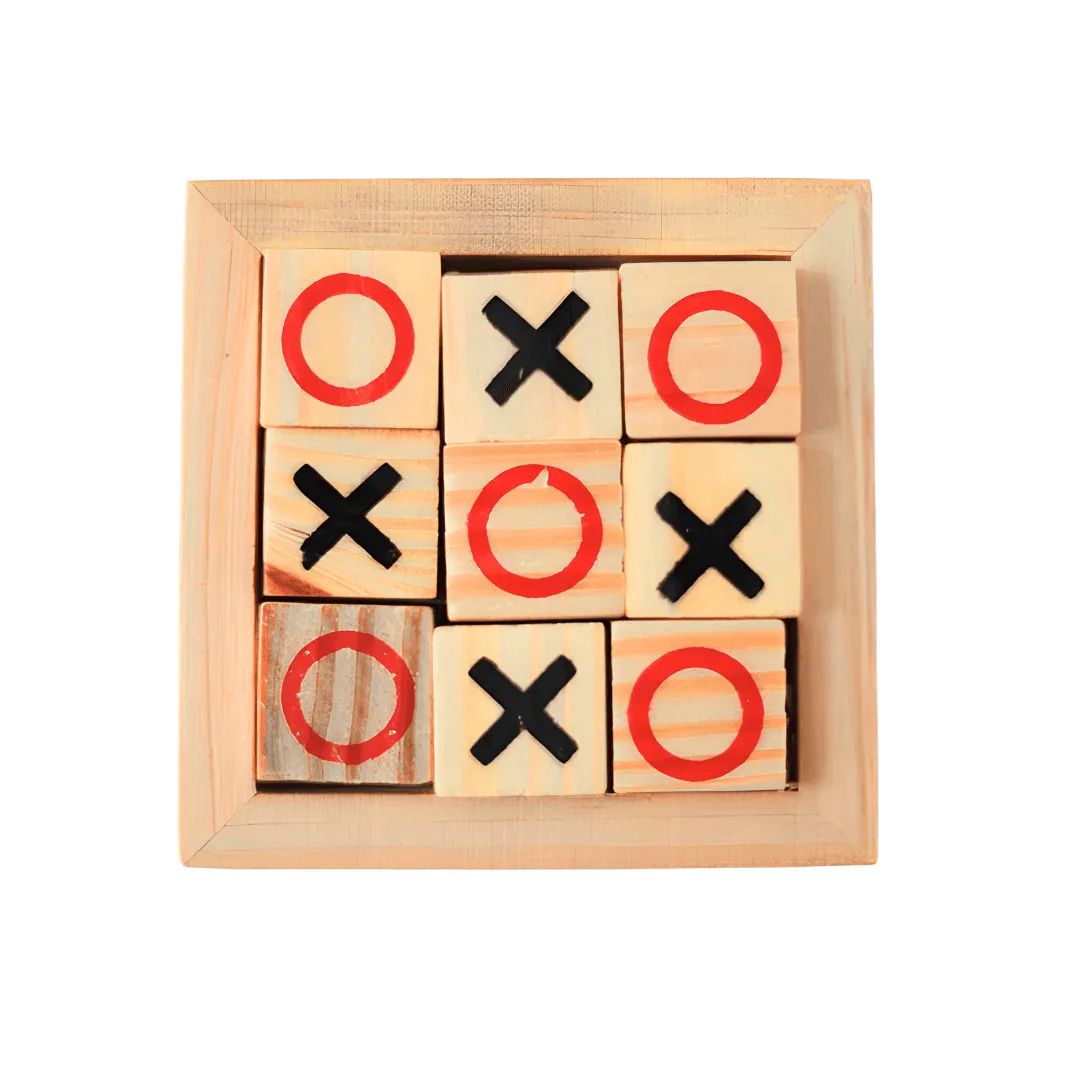 Mini Wooden XOX Tic Tac Toe Zero Cross Game Board Brain Game Board for All Ages Family Game