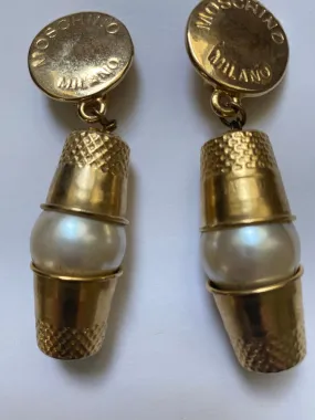 Moschino thimble and pearl earrings