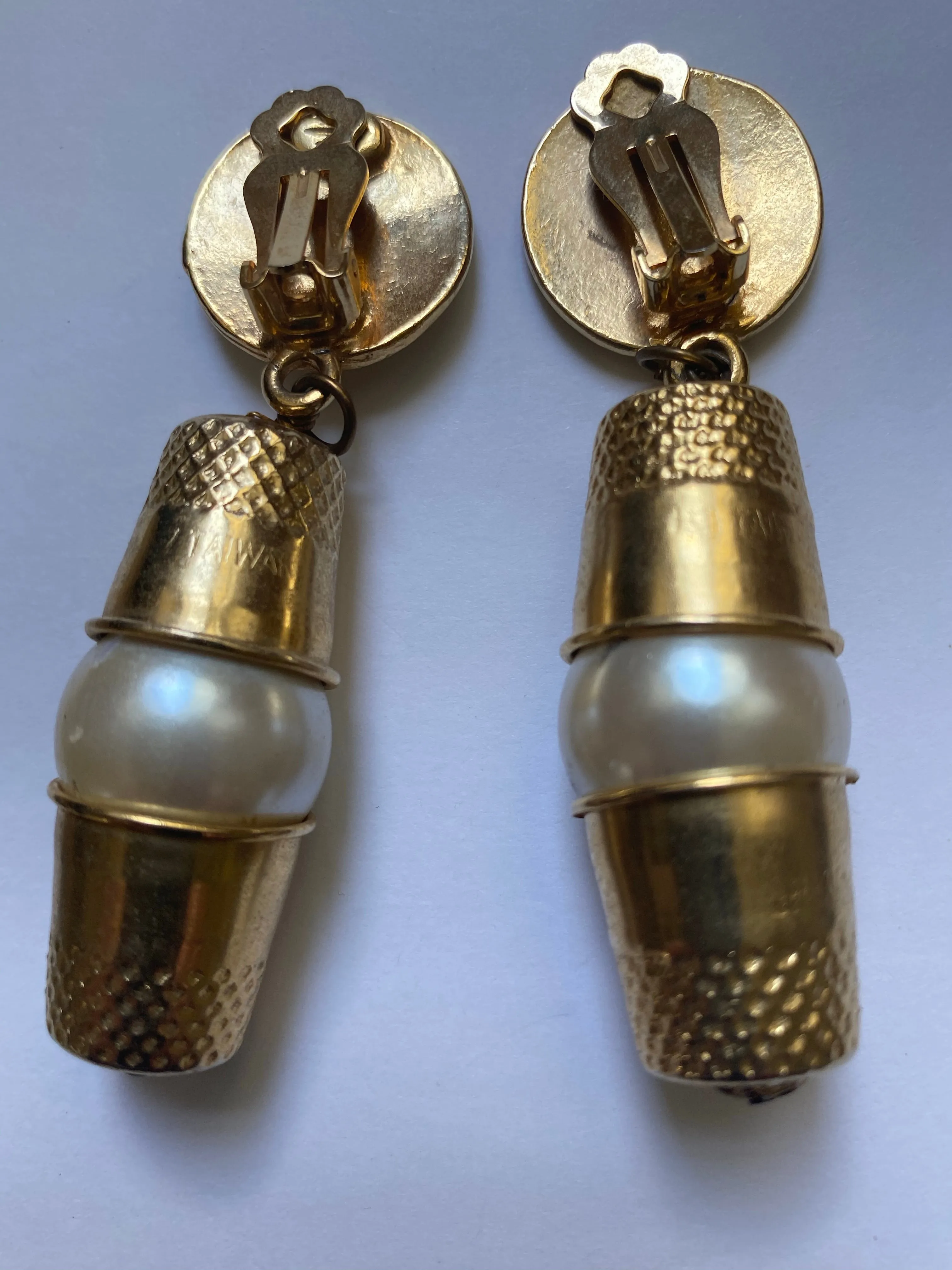 Moschino thimble and pearl earrings