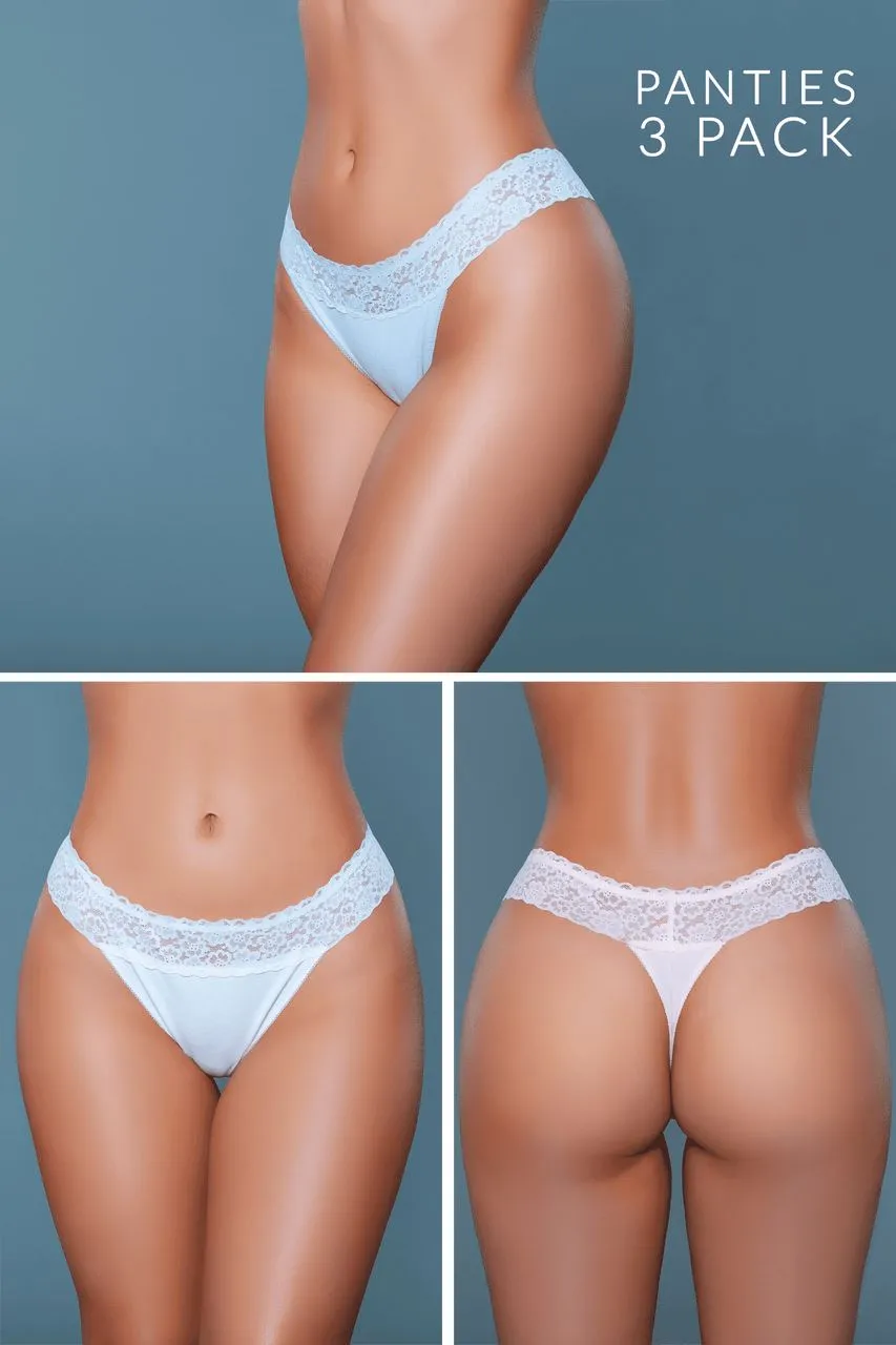 Multiple Low Rise Thongs Featuring Floral Waist