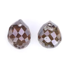 Natural Loose briolette Brown Color Diamond 1.23 CT 4.30 MM Drop Shape Rose Cut Diamond KDK2275