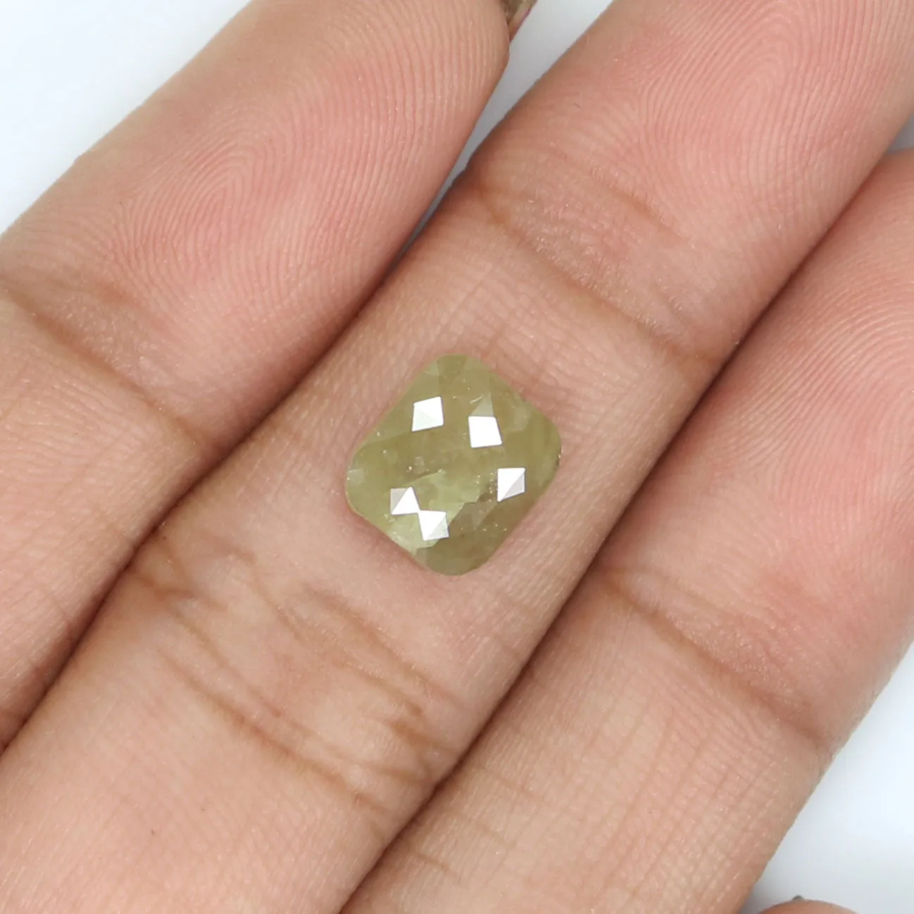 Natural Loose Cushion Green Grey Color Diamond 1.97 CT 8.00 MM Cushion Shape Rose Cut Diamond KR116