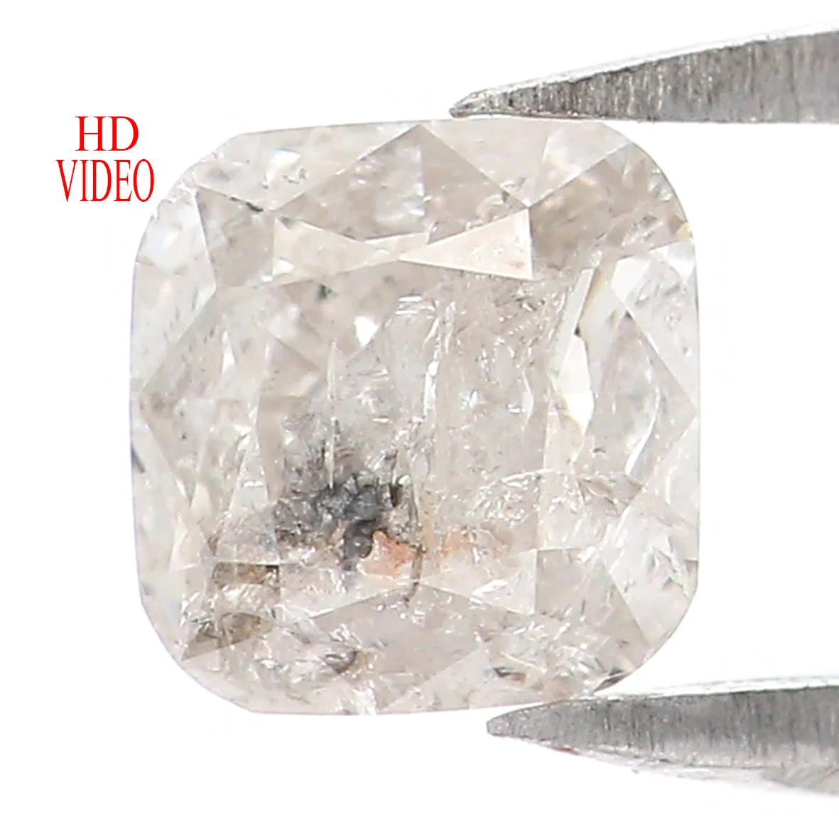 Natural Loose Cushion Salt And Pepper Diamond Grey Color 0.97 CT 5.20 MM Cushion Shape Rose Cut Diamond L7410