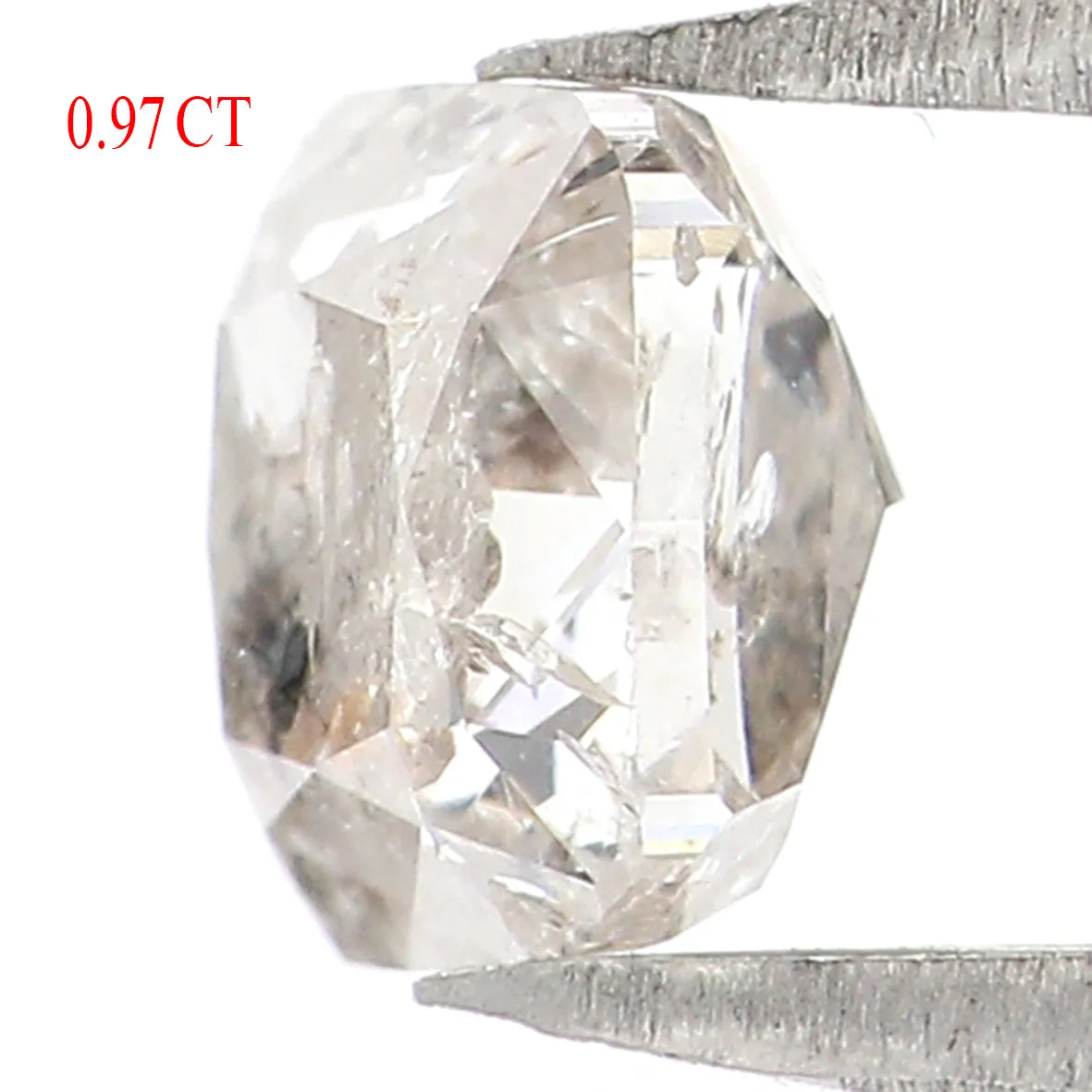 Natural Loose Cushion Salt And Pepper Diamond Grey Color 0.97 CT 5.20 MM Cushion Shape Rose Cut Diamond L7410