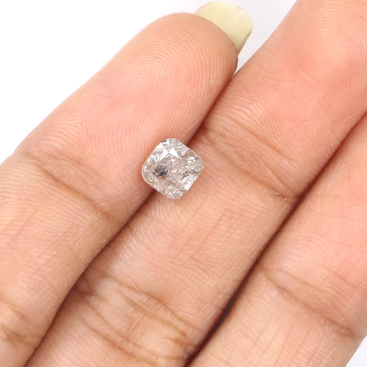 Natural Loose Cushion Salt And Pepper Diamond Grey Color 0.97 CT 5.20 MM Cushion Shape Rose Cut Diamond L7410