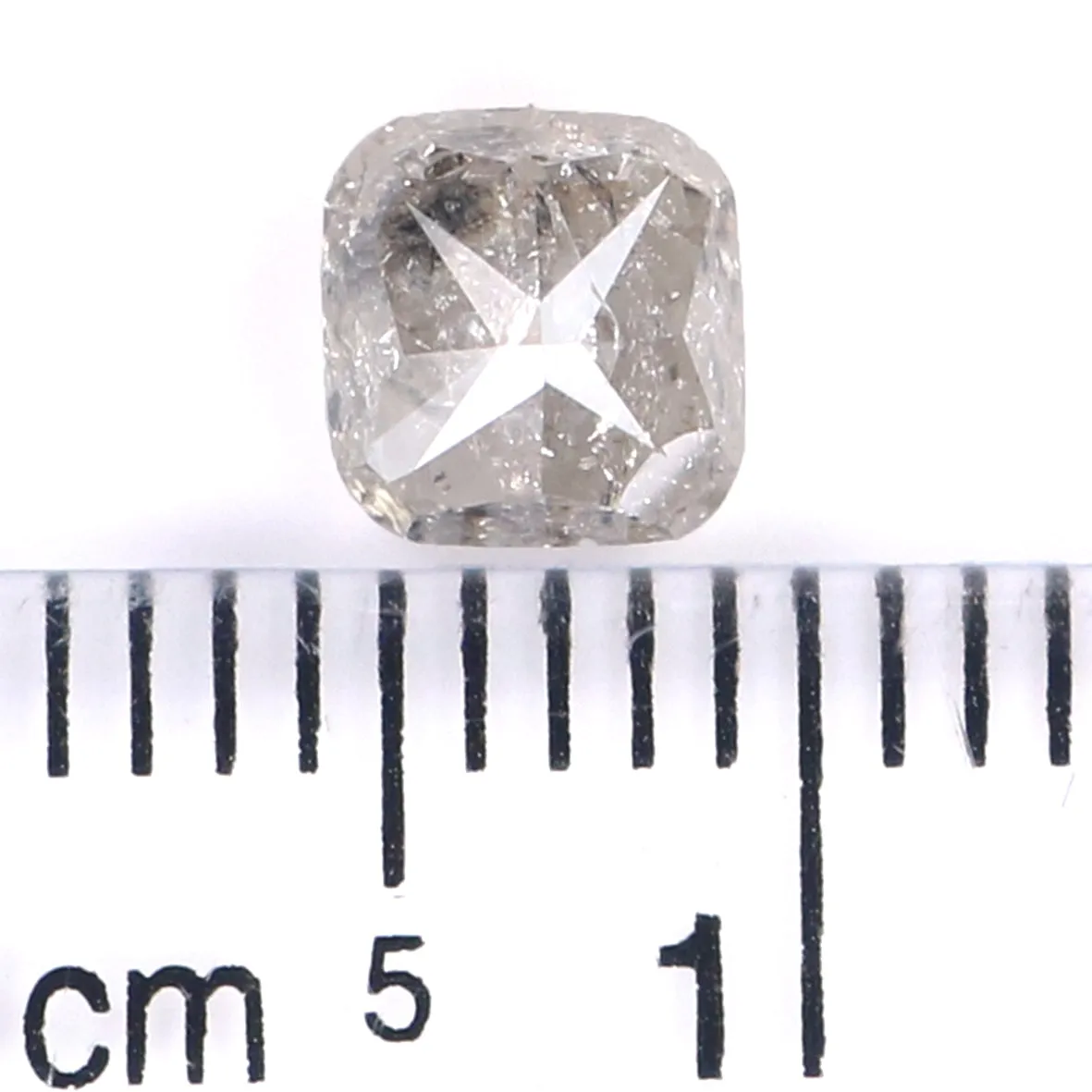 Natural Loose Cushion Salt And Pepper Diamond Grey Color 0.97 CT 5.20 MM Cushion Shape Rose Cut Diamond L7410