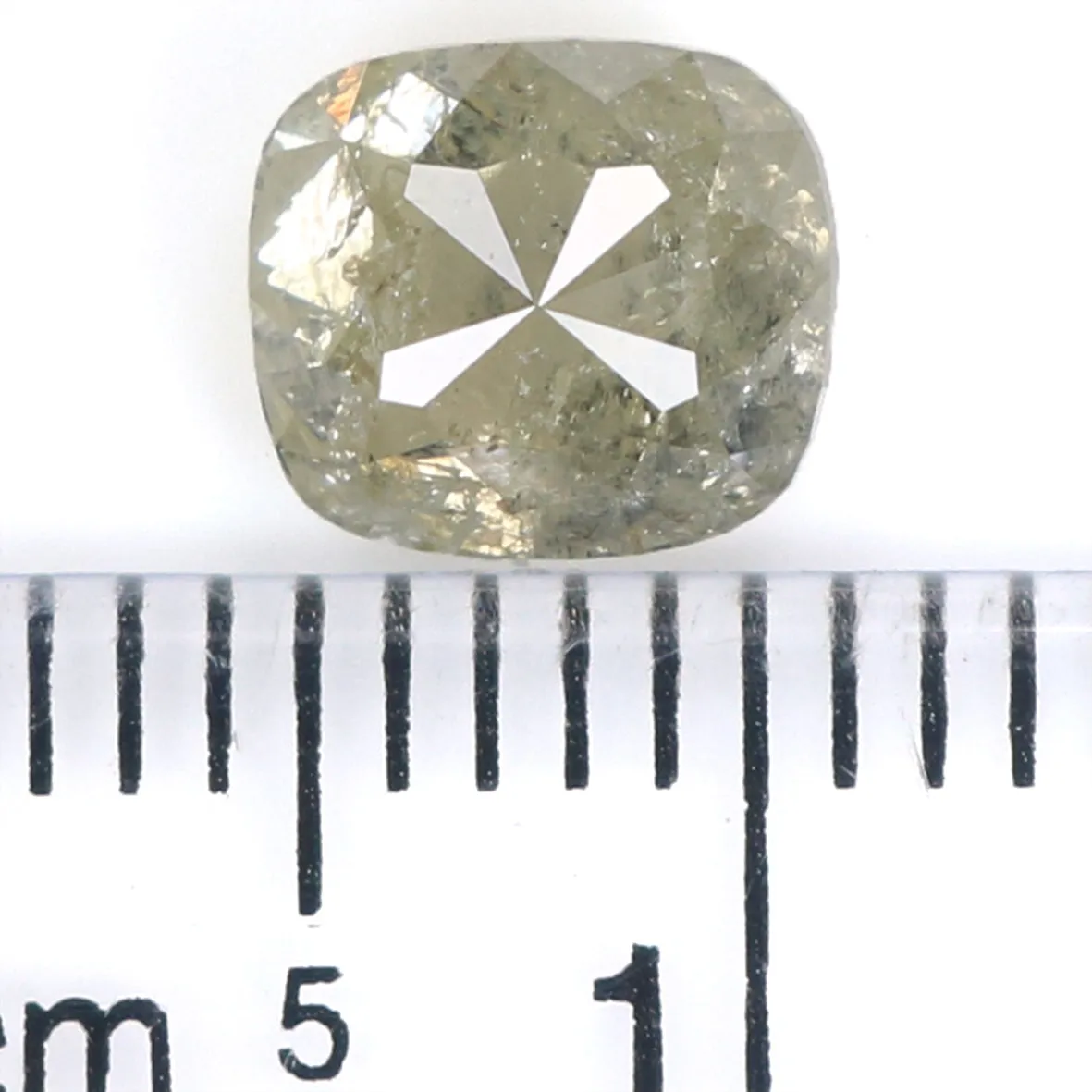 Natural Loose Cushion Salt And Pepper Diamond Grey Color 1.40 CT 6.60 MM Cushion Shape Rose Cut Diamond KR1842