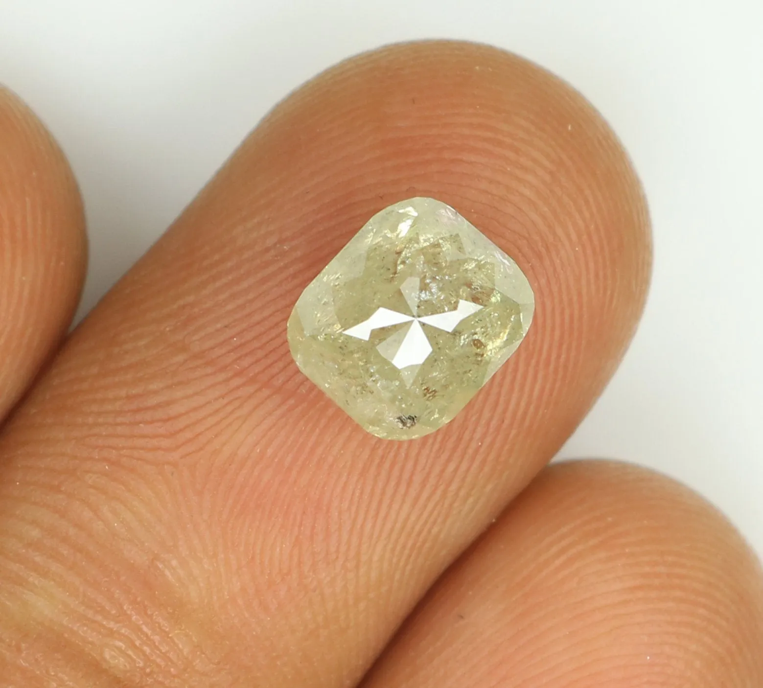 Natural Loose Diamond Cushion Yellow Grey Color I2 Clarity 7.10 MM 1.70 Ct KDL7412