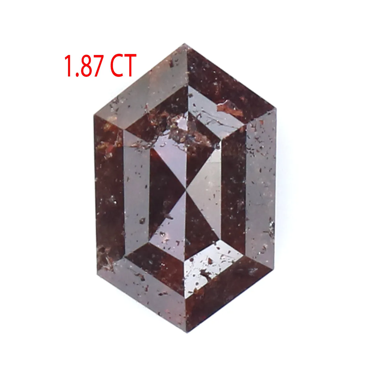 Natural Loose Hexagon Brown Color Diamond 1.87 CT 7.20 MM Hexagon Shape Rose Cut Diamond L6689