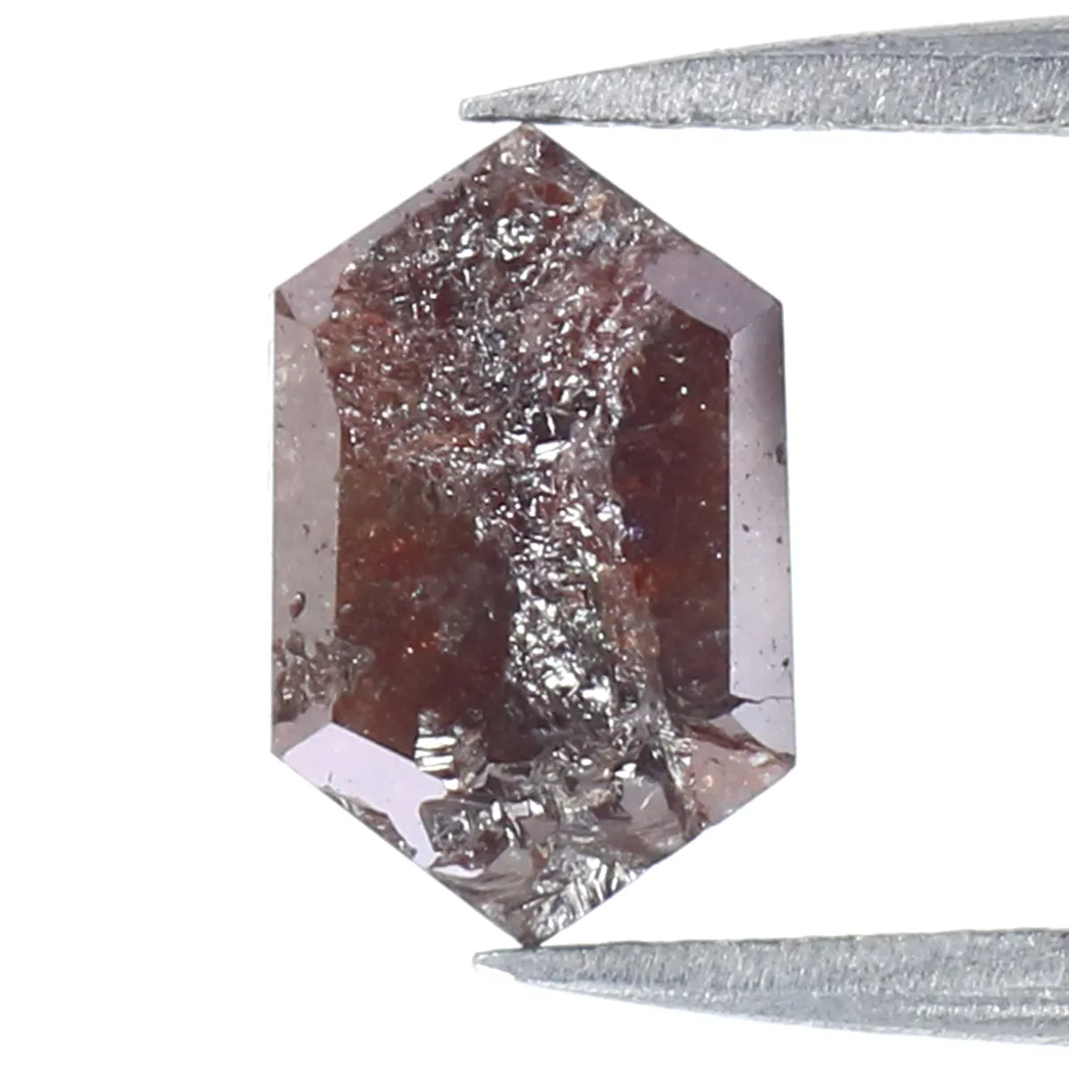 Natural Loose Hexagon Brown Color Diamond 1.87 CT 7.20 MM Hexagon Shape Rose Cut Diamond L6689