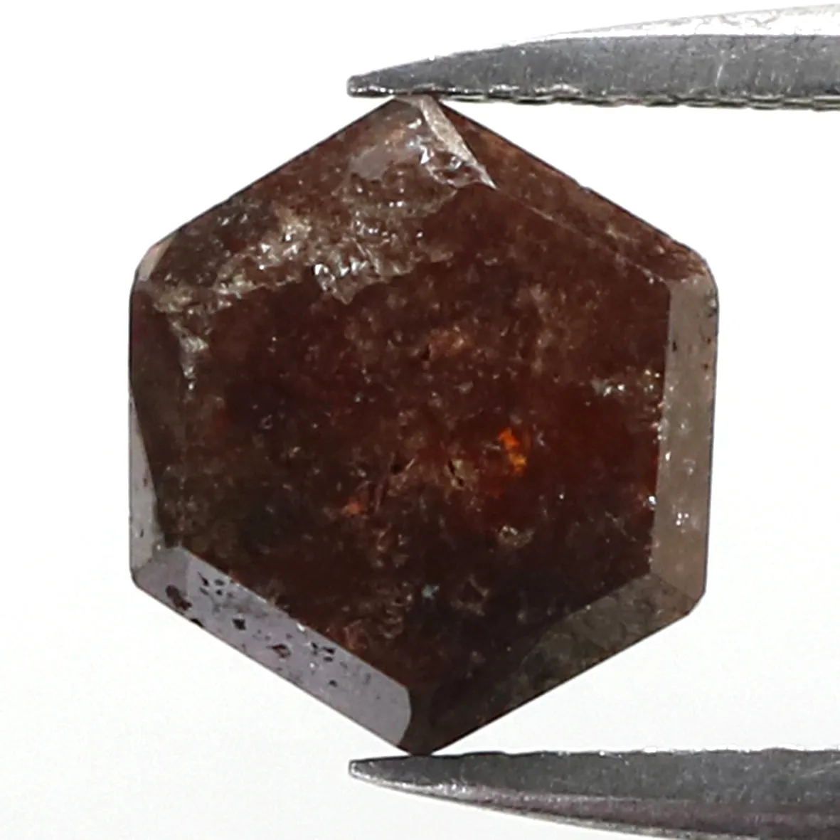 Natural Loose Hexagon Brown Color Diamond 2.14 CT 7.80 MM Hexagon Shape Rose Cut Diamond KR2102