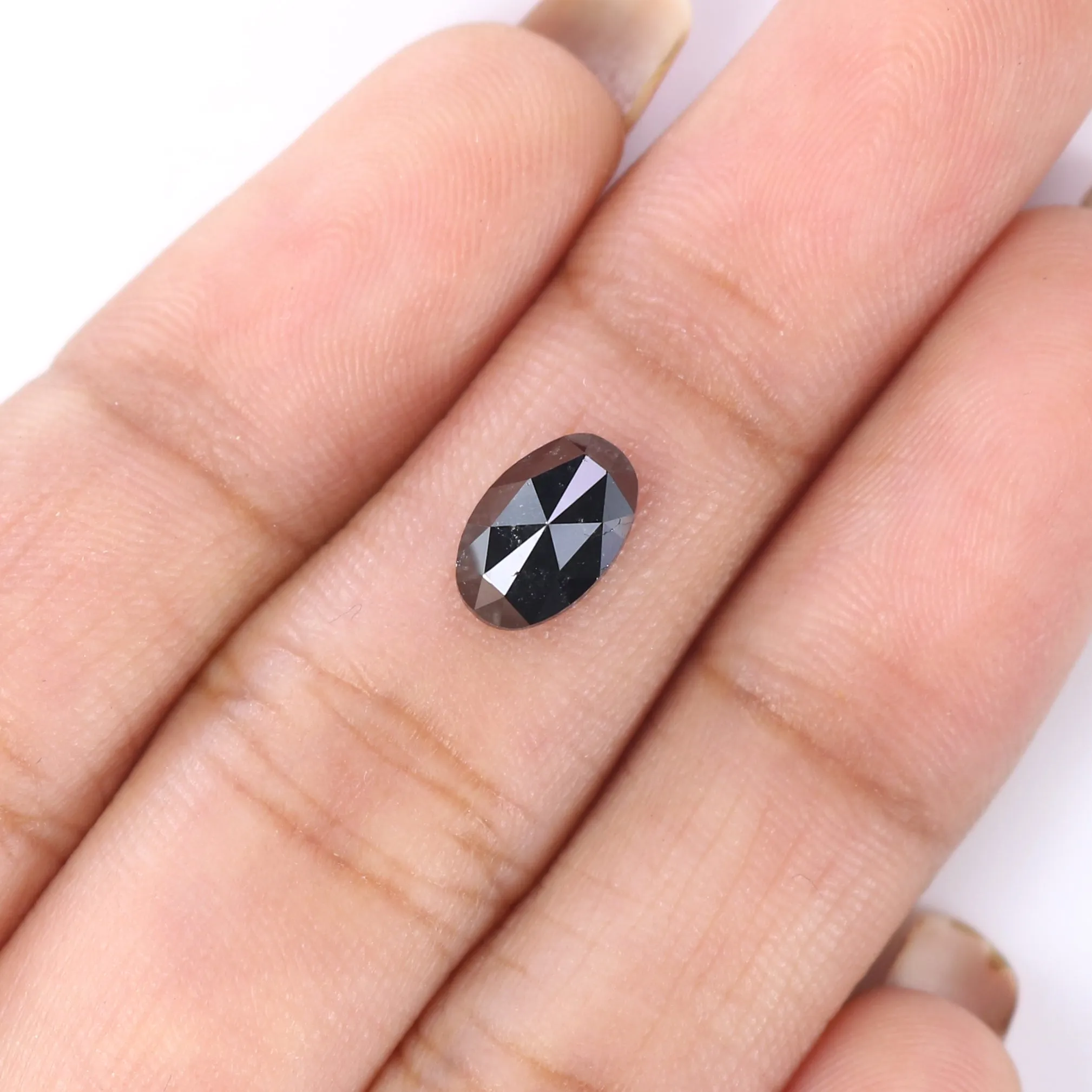 Natural Loose Oval Diamond Black Color 1.06 CT 8.31 MM Oval Shape Rose Cut Diamond KR2514