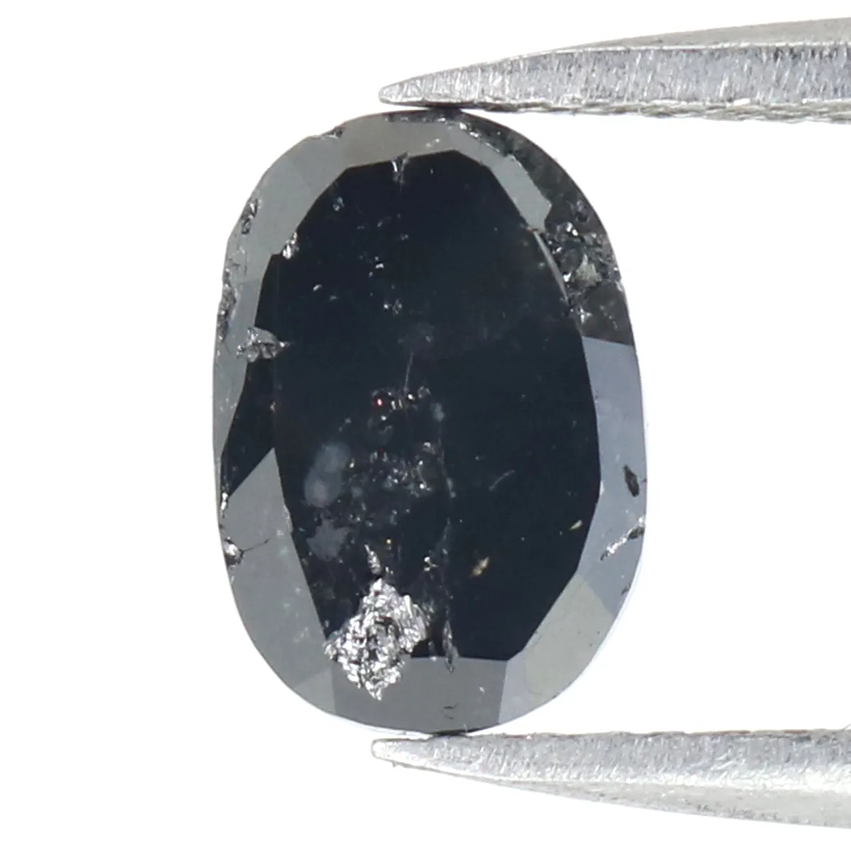 Natural Loose Oval Diamond Black Color 1.27 CT 8.10 MM Oval Shape Rose Cut Diamond KR1845