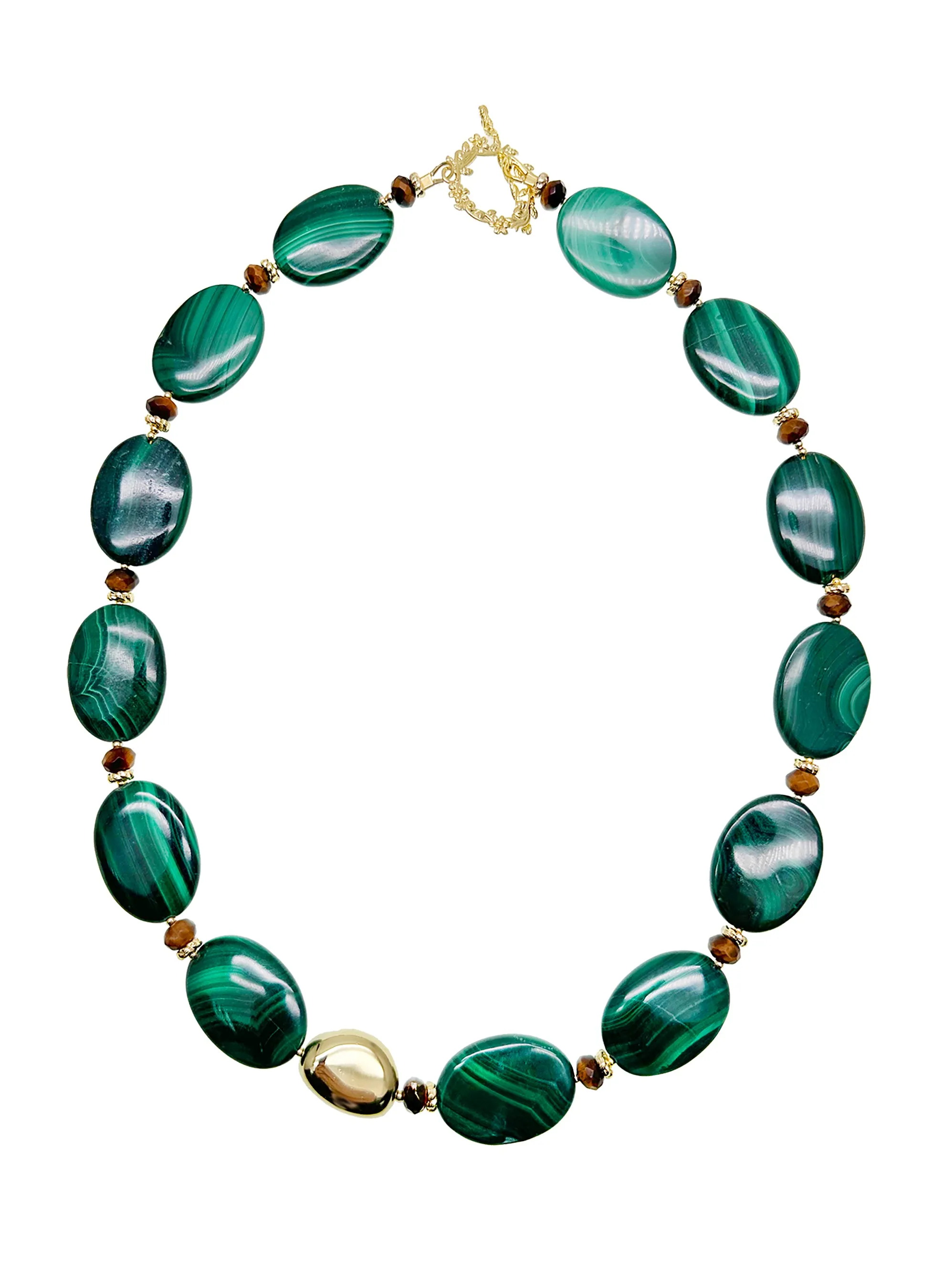 Oval Malachite Statement Necklace JN051