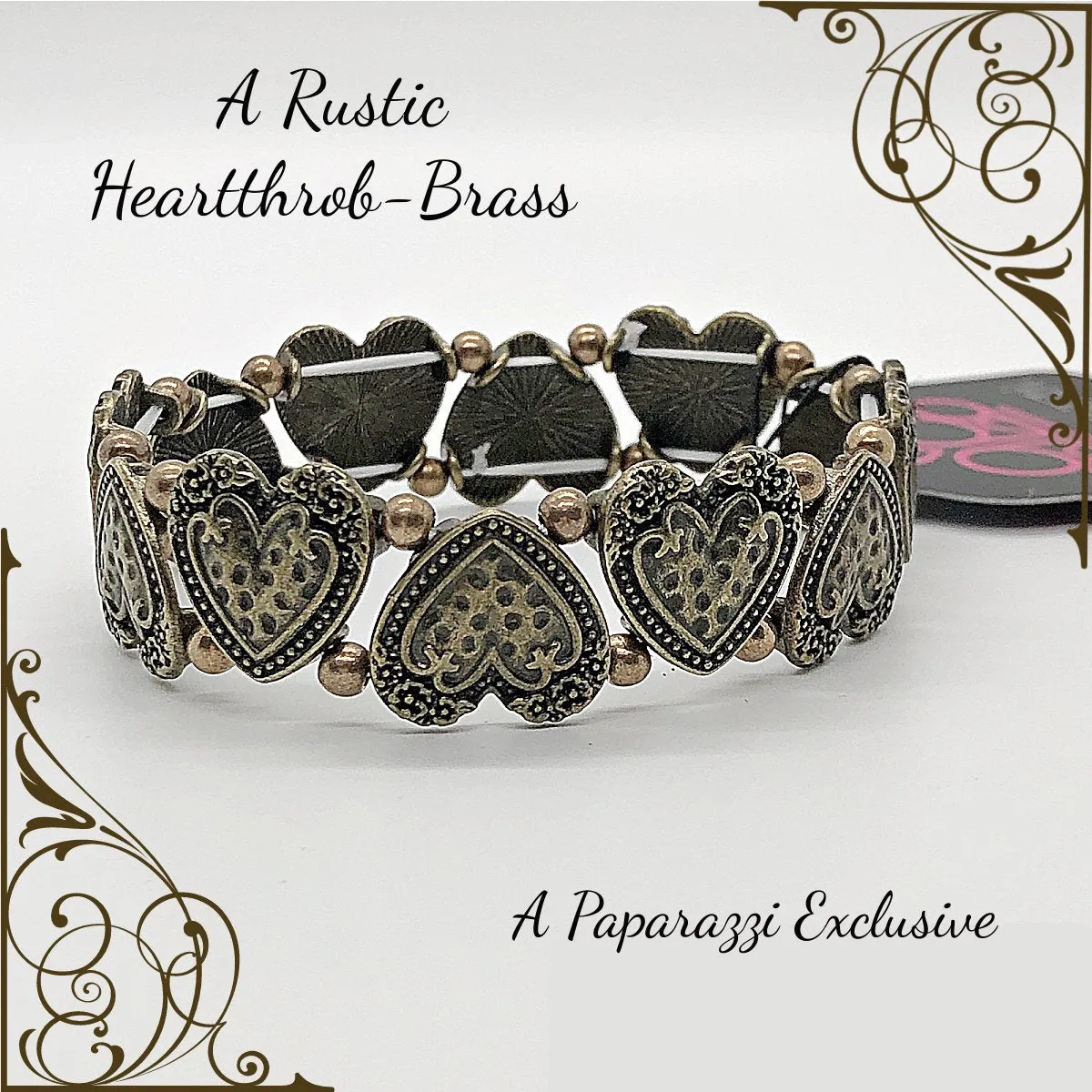 Paparazzi Rustic Heartthrob Brass Bracelet Exclusive