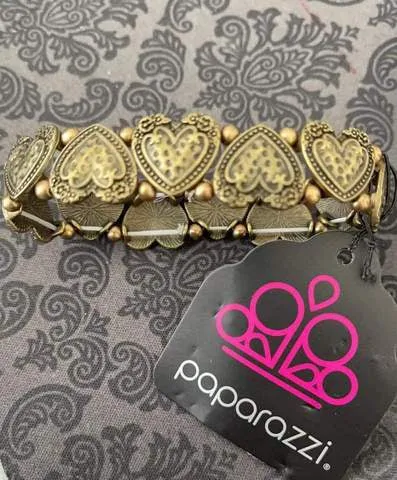 Paparazzi Rustic Heartthrob Brass Bracelet Exclusive