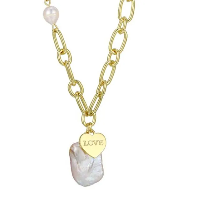 Pearl Chain Love Necklace