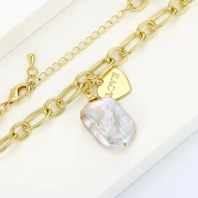 Pearl Chain Love Necklace