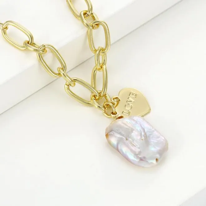 Pearl Chain Love Necklace