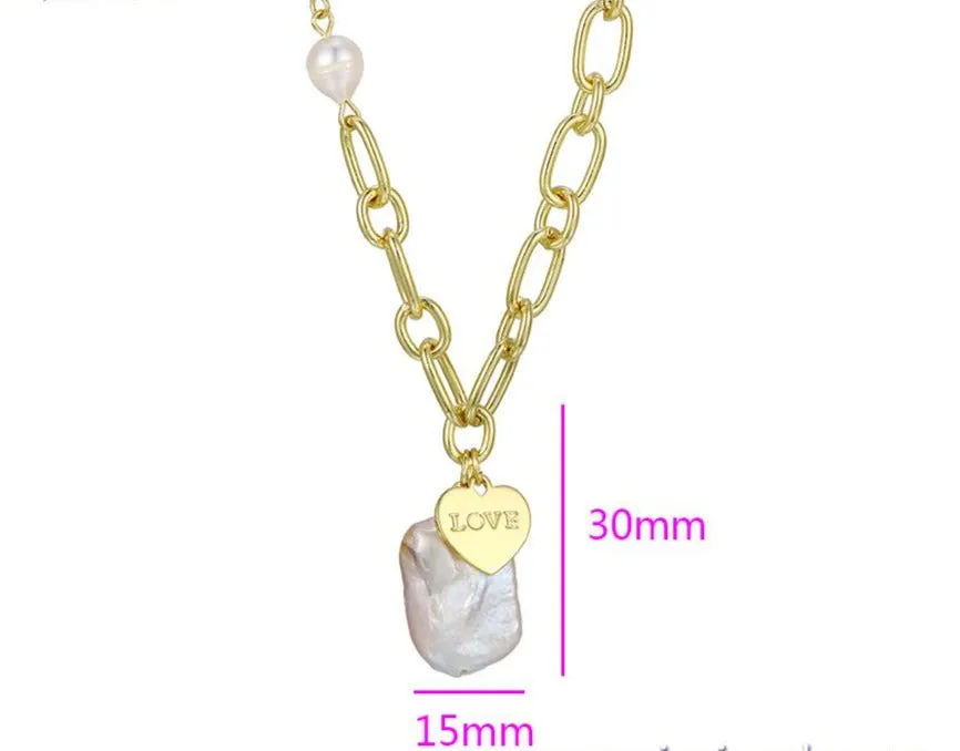 Pearl Chain Love Necklace