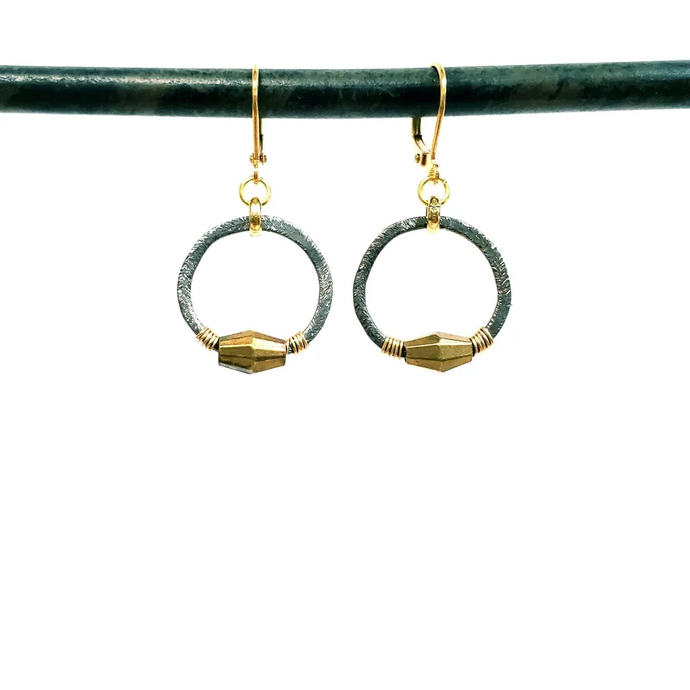 Petit Black Gold Hoop Earrings