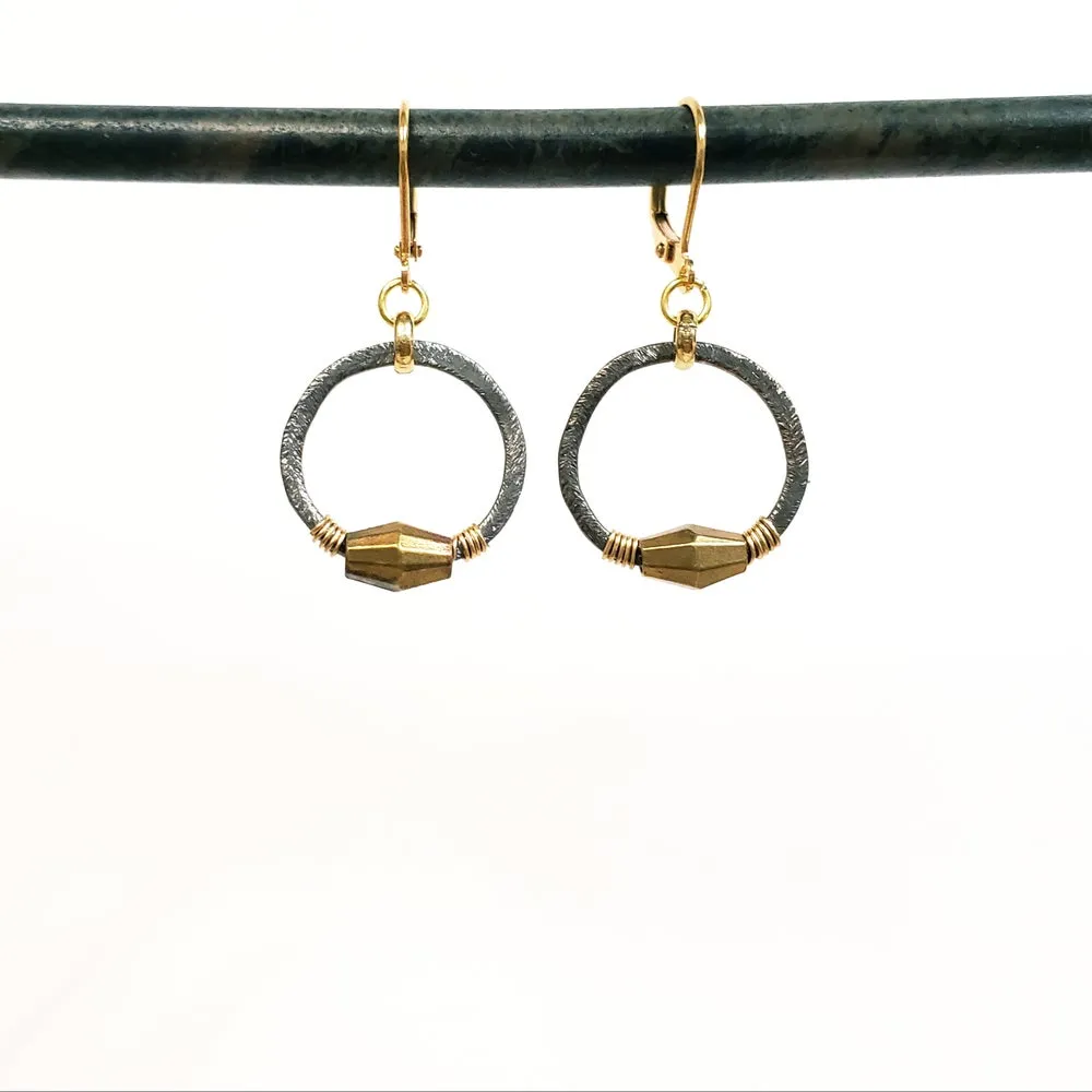 Petit Black Gold Hoop Earrings