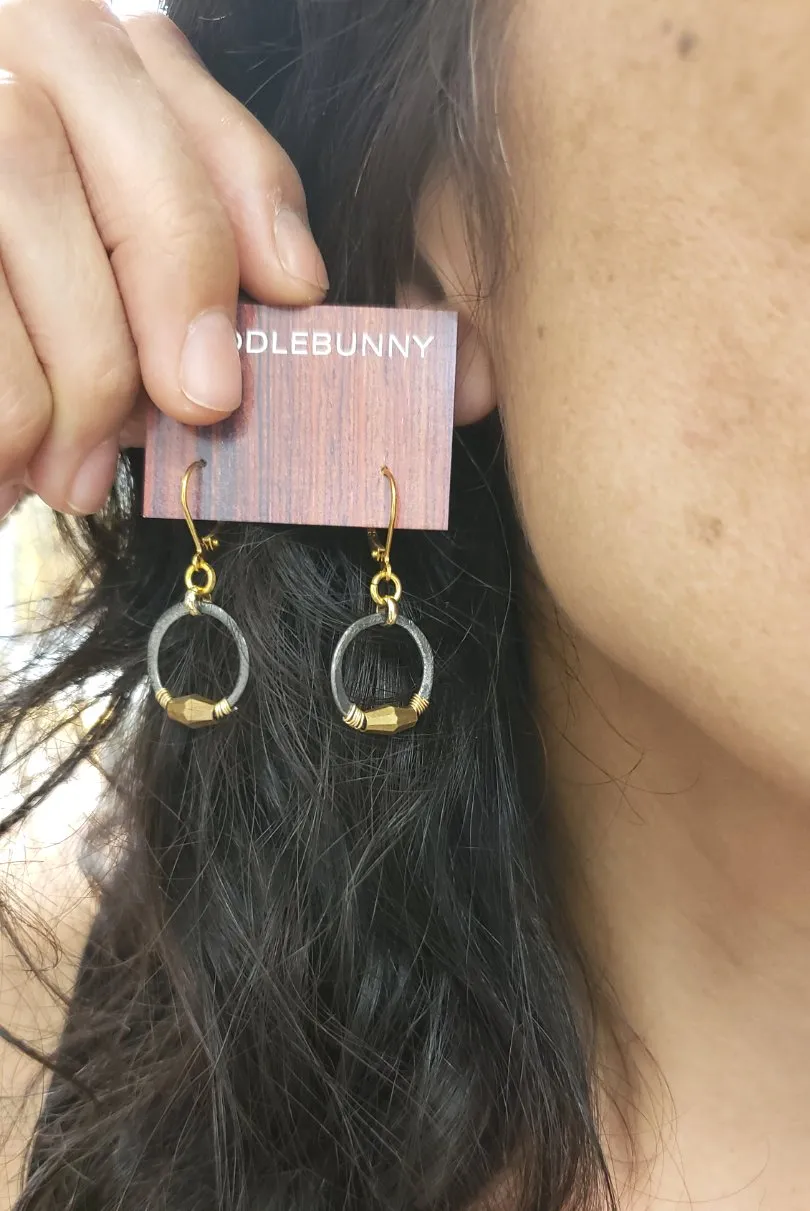 Petit Black Gold Hoop Earrings