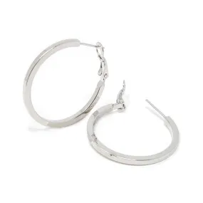 Plain Hoop Earrings 30MM Rhodium Plated