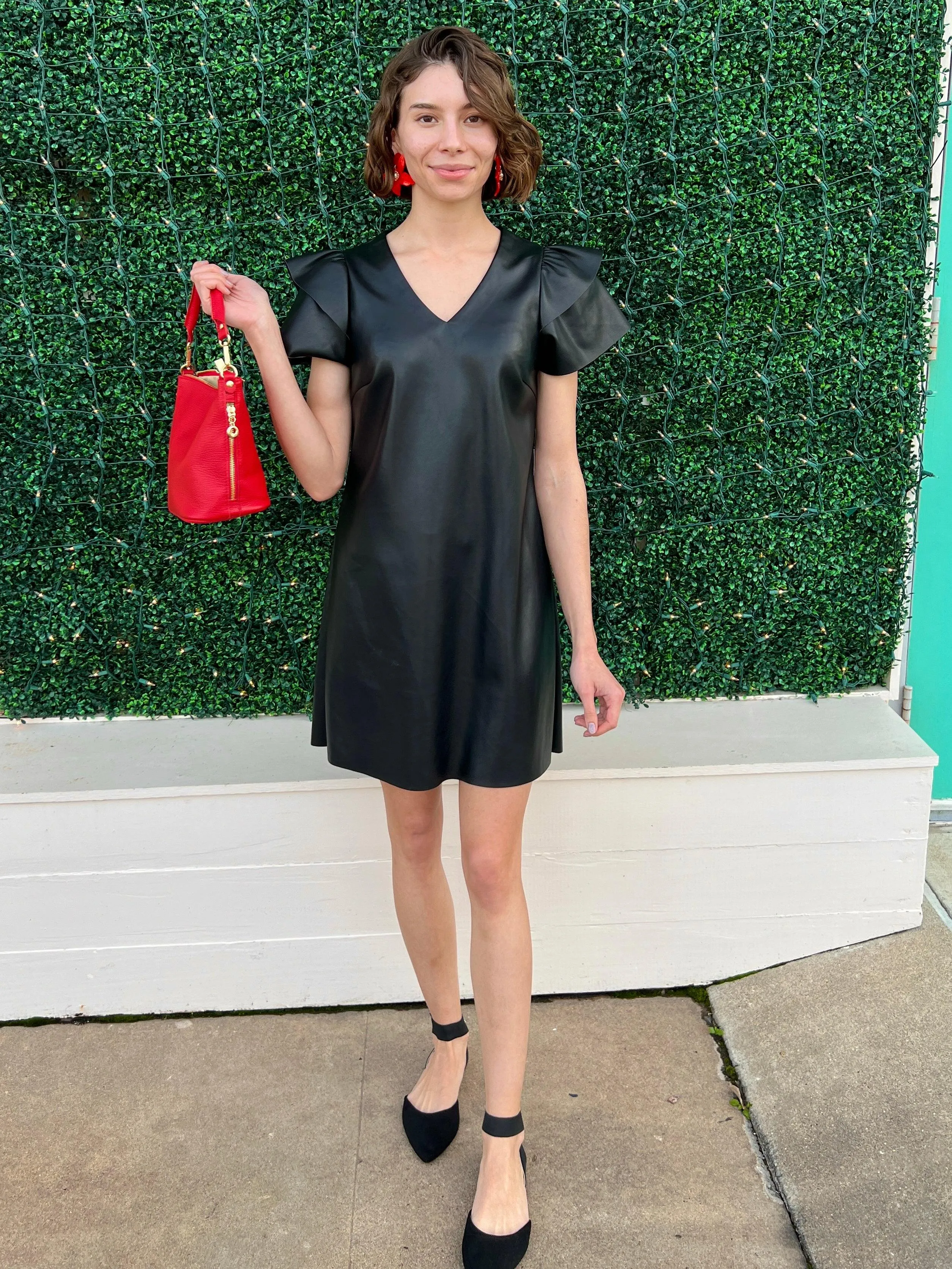 Pleather Flutter Dress