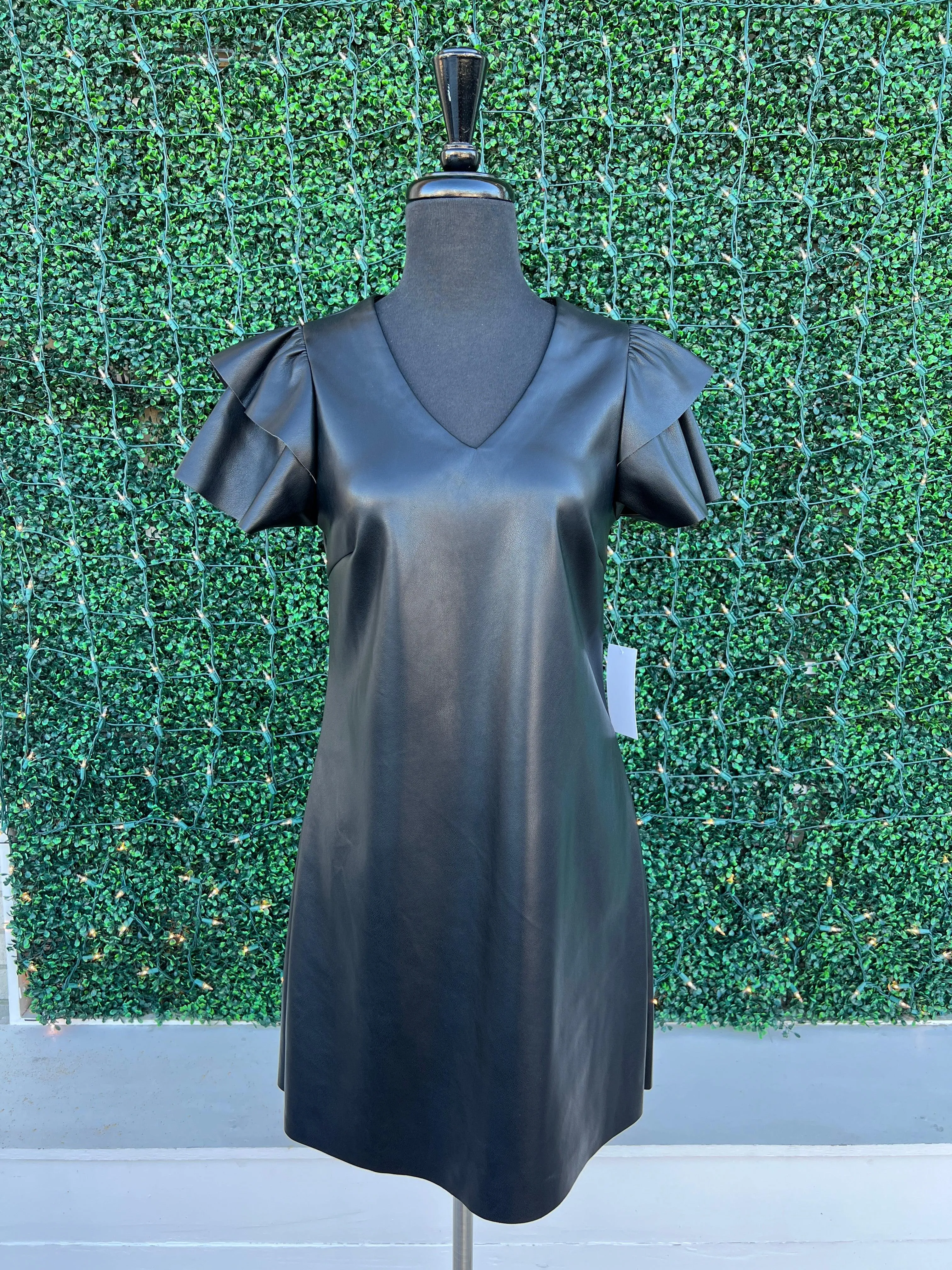 Pleather Flutter Dress