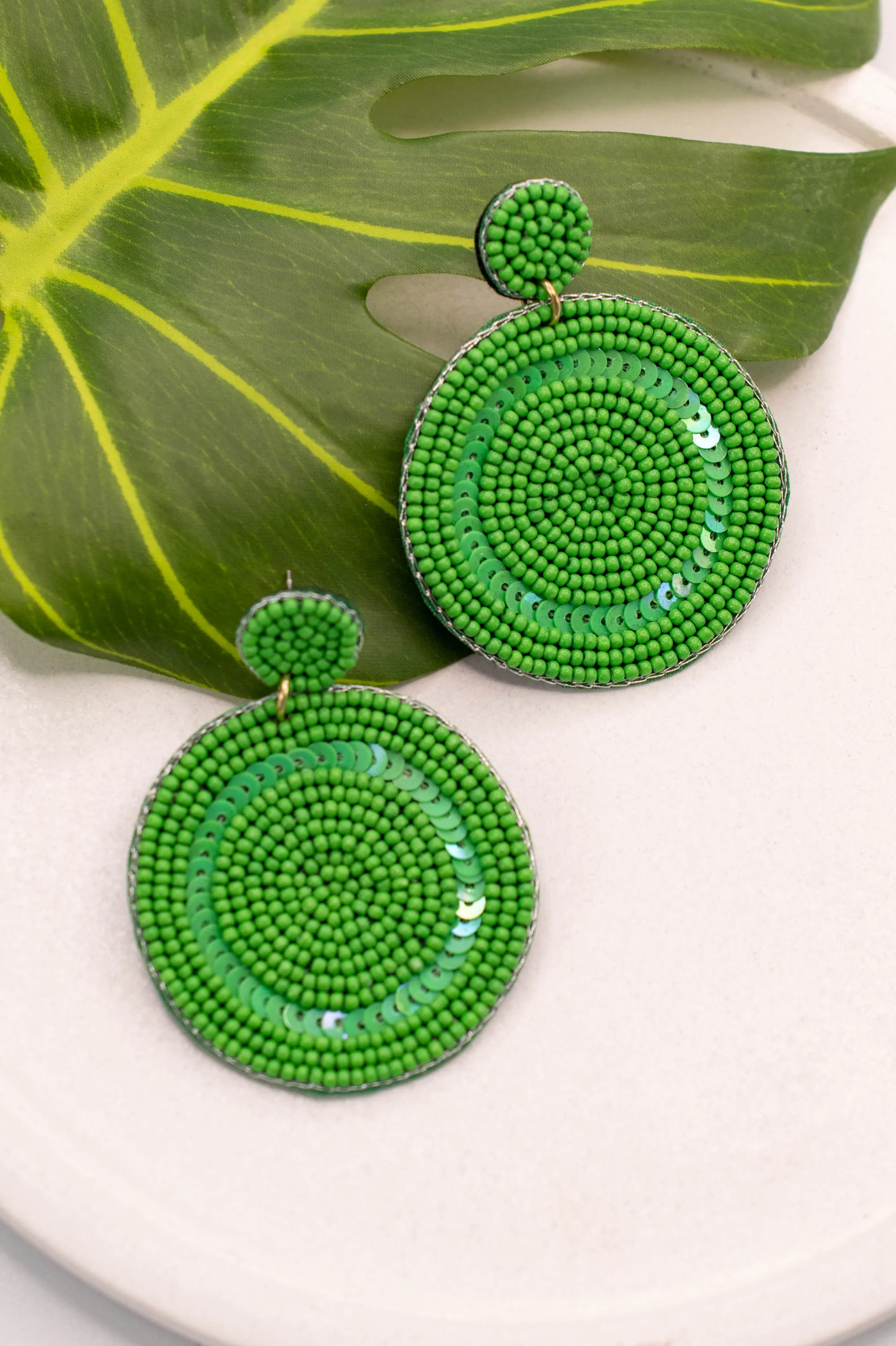 Posh Promise Beaded Earrings, Green