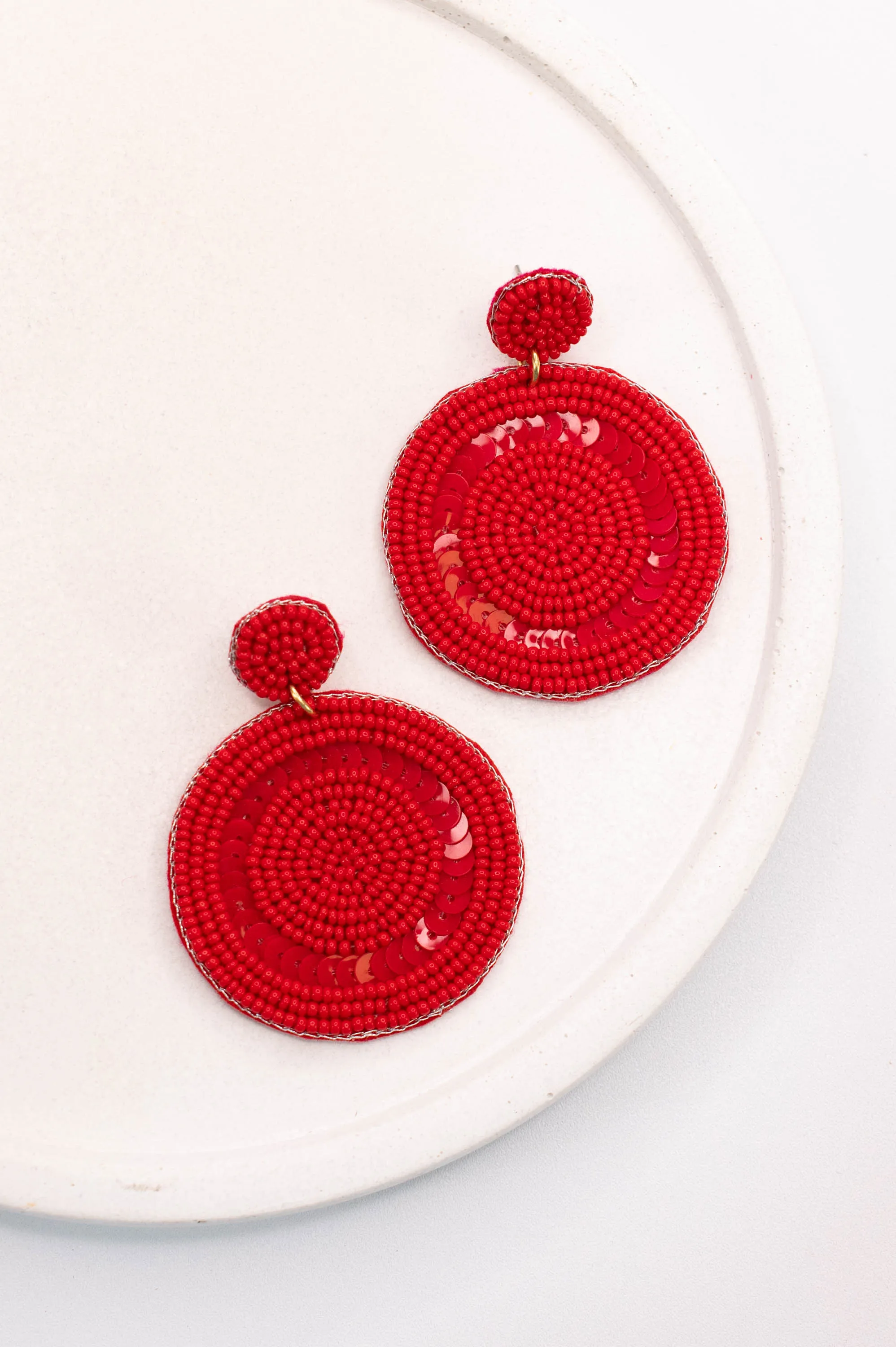 Posh Promise Beaded Earrings, Red