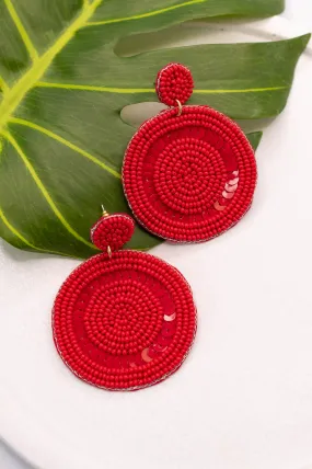 Posh Promise Beaded Earrings, Red