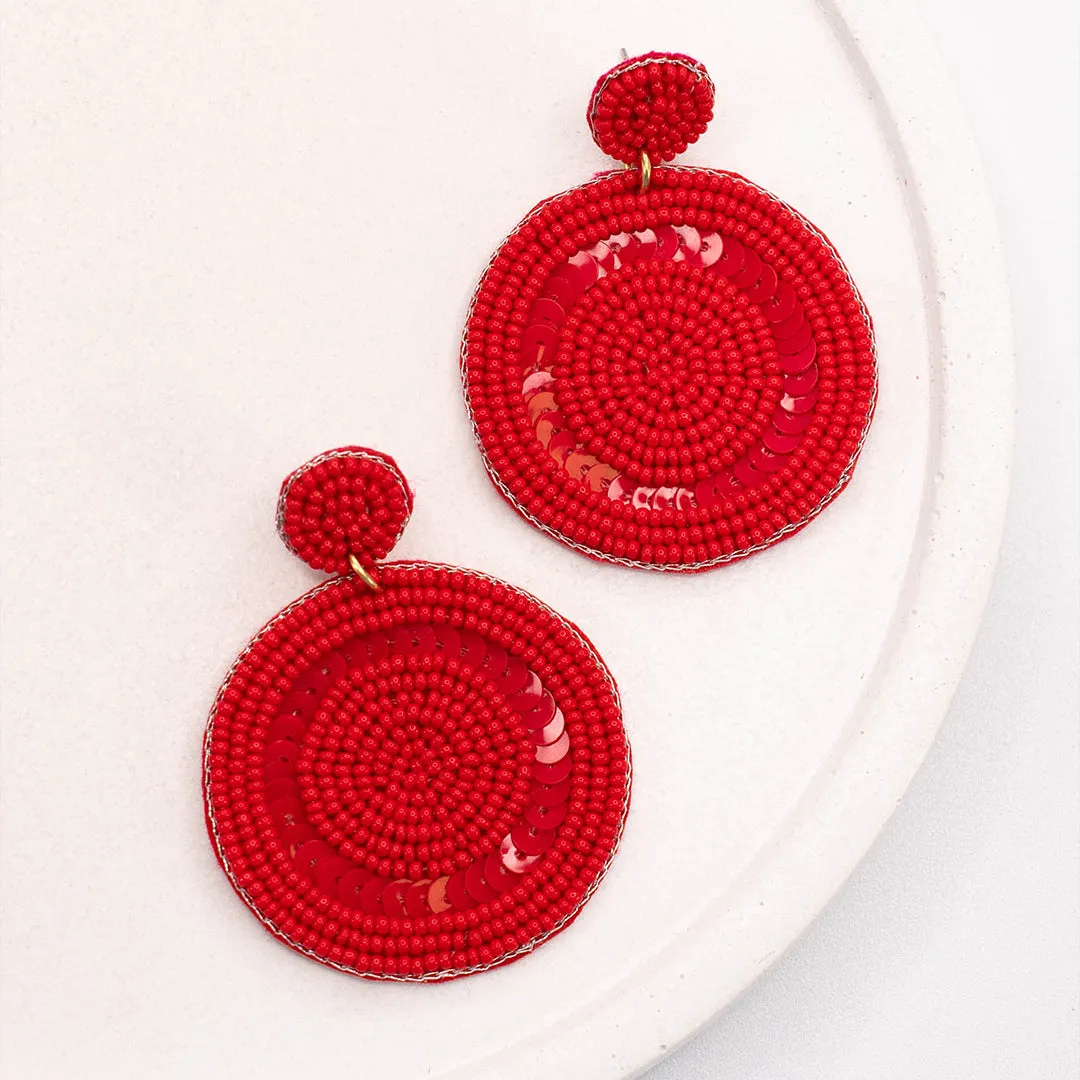 Posh Promise Beaded Earrings, Red