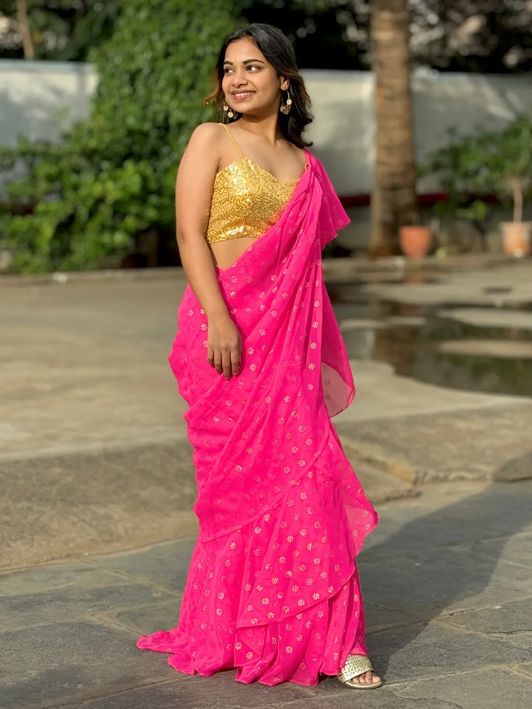 Pre-Stitched Ruffle Saree with Blouse