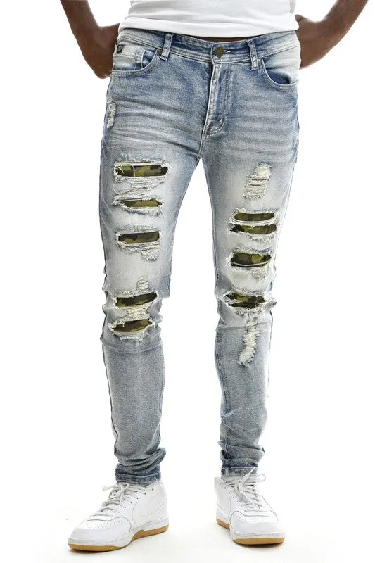 Premium Denim Jeans W/Camo Back Patches