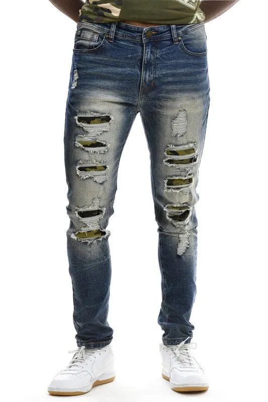 Premium Denim Jeans W/Camo Back Patches