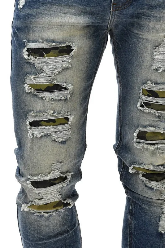 Premium Denim Jeans W/Camo Back Patches