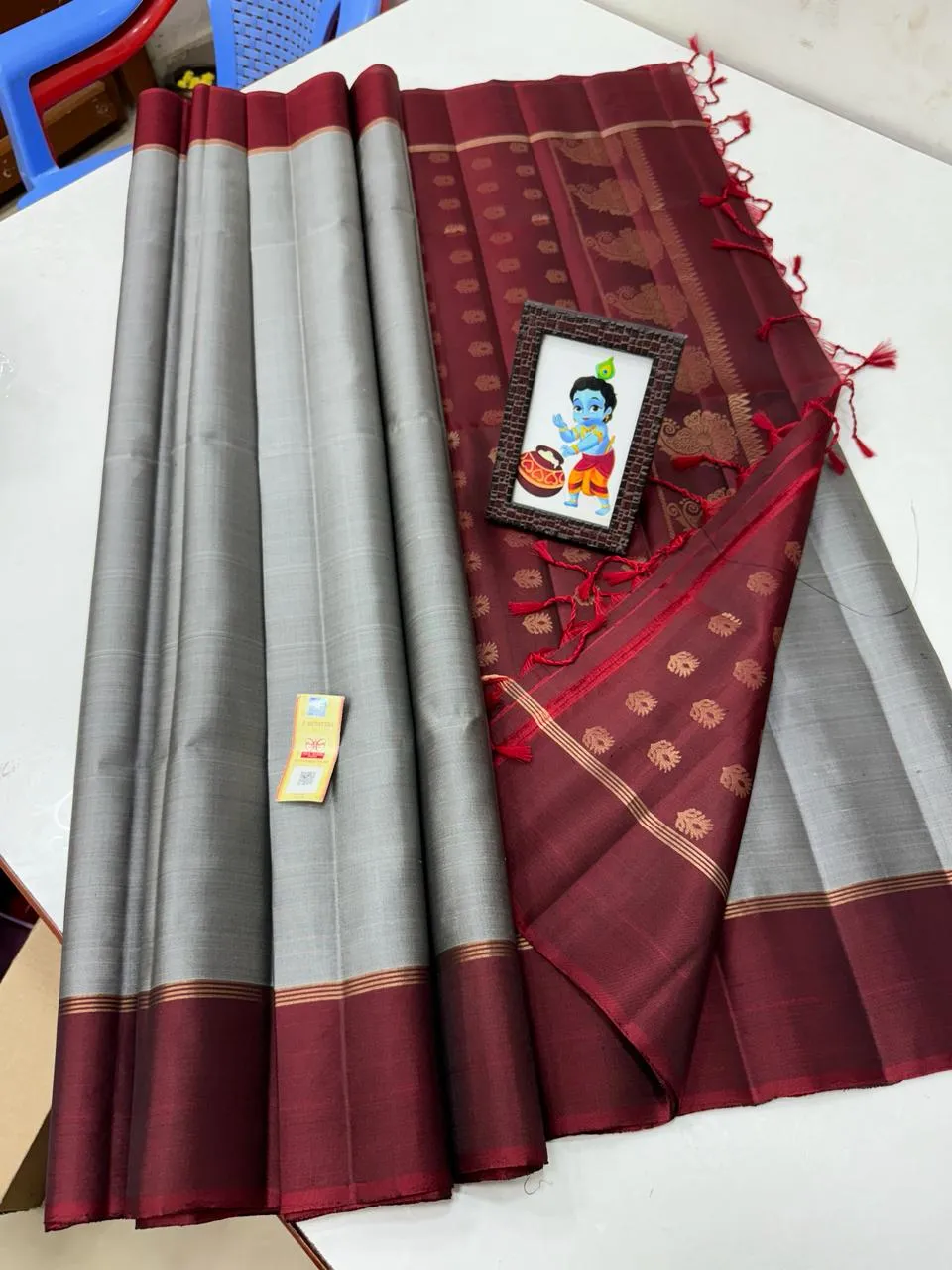 Pure kanchipuram handloom soft silk with Traditional contrast border rich pallu and brocade blouse-PRIYA001KSSGM