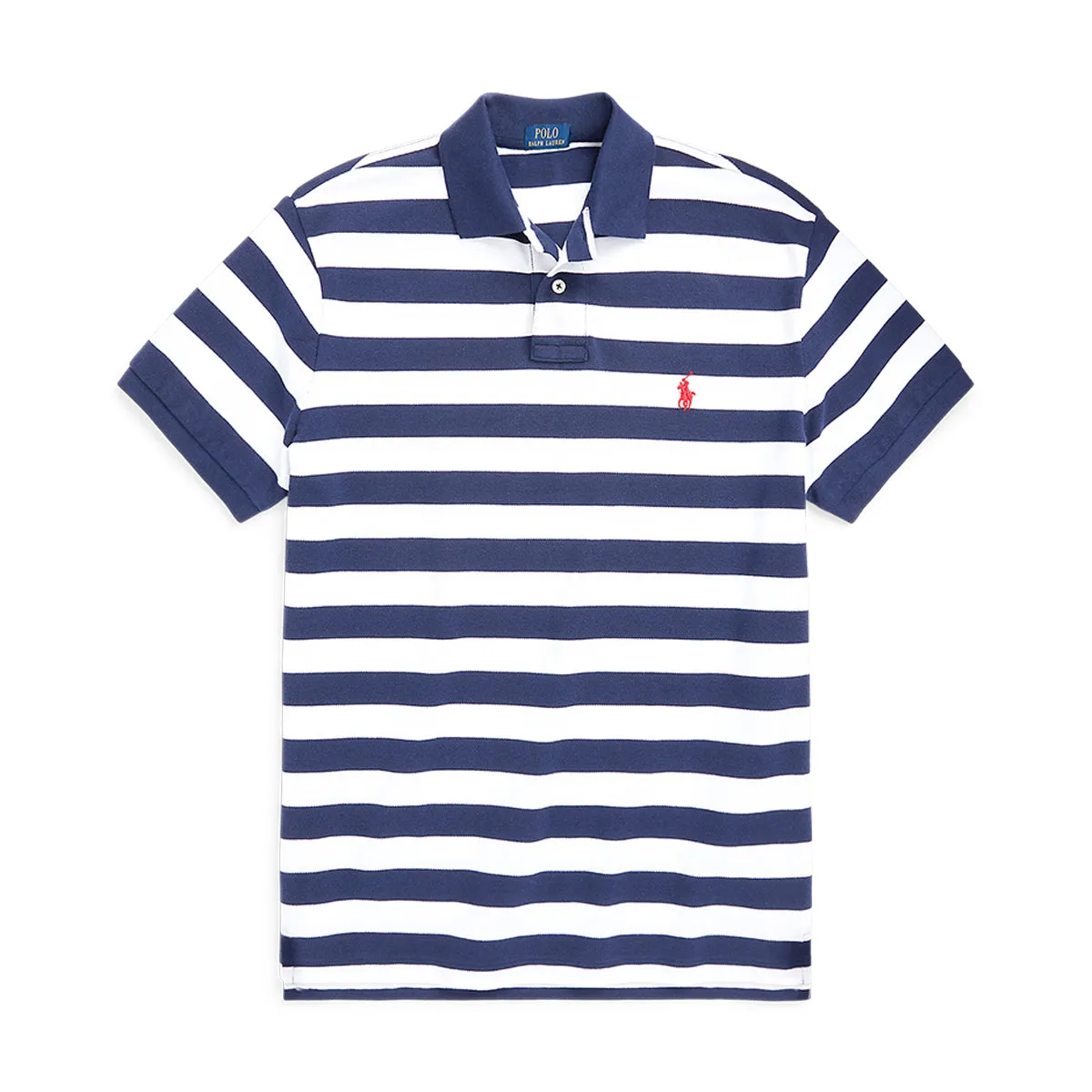 Ralph Lauren - Custom Slim Fit Striped Polo Shirt in White/Navy