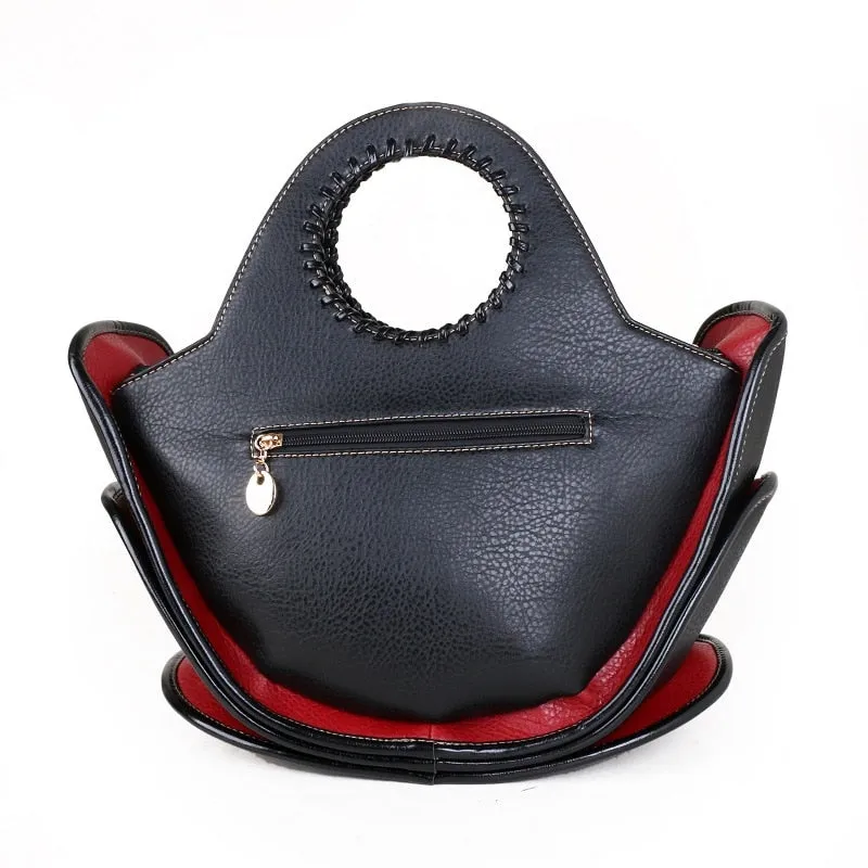 Retro Handmade Stylish Fashion Women Genuine Leather Shoulder Messenger Portable Tote Bags