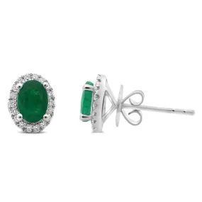 ROSET 18K White Gold Diamond and Emerald Earrings