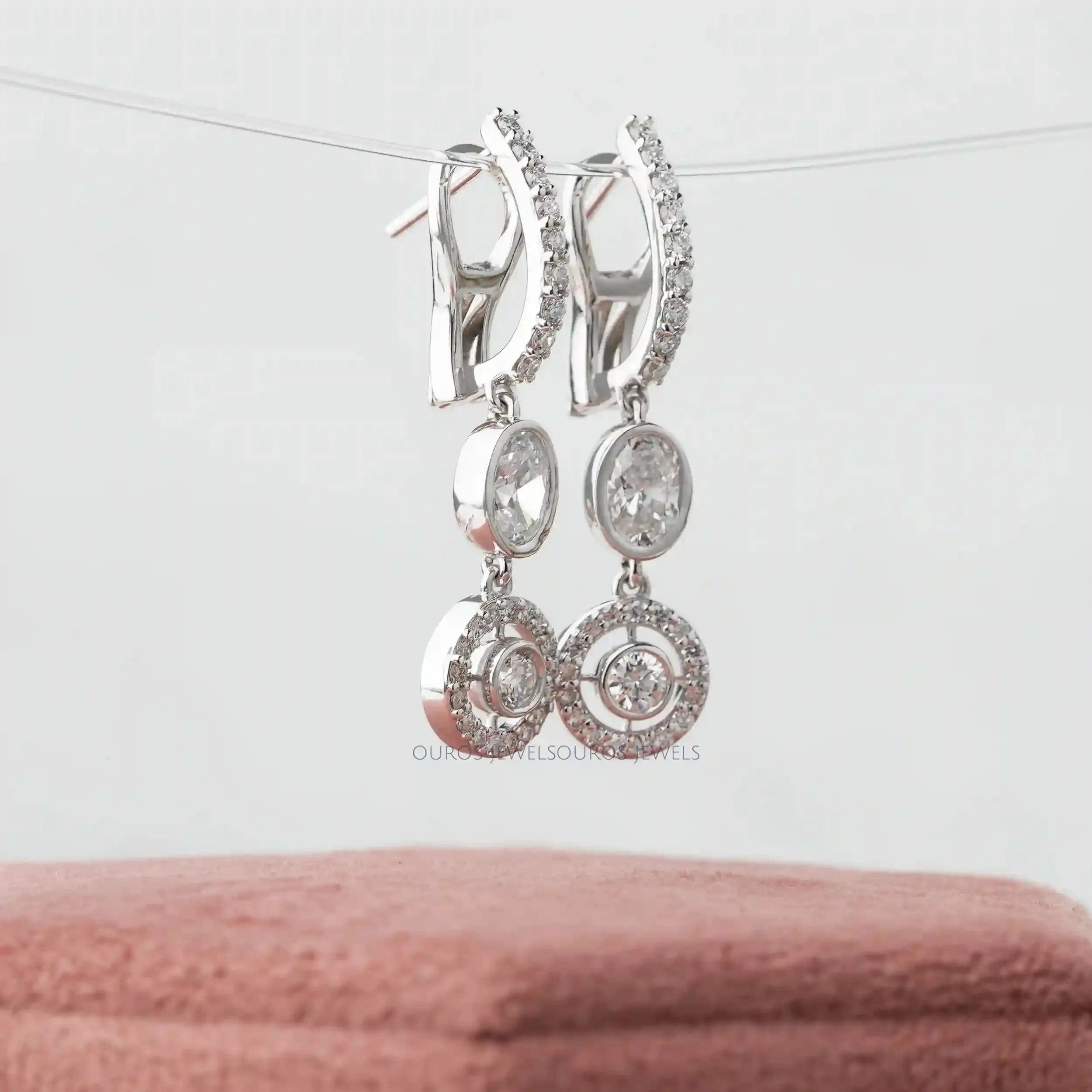 Round Cut Lab Grown Diamond  Lever Back Earrings