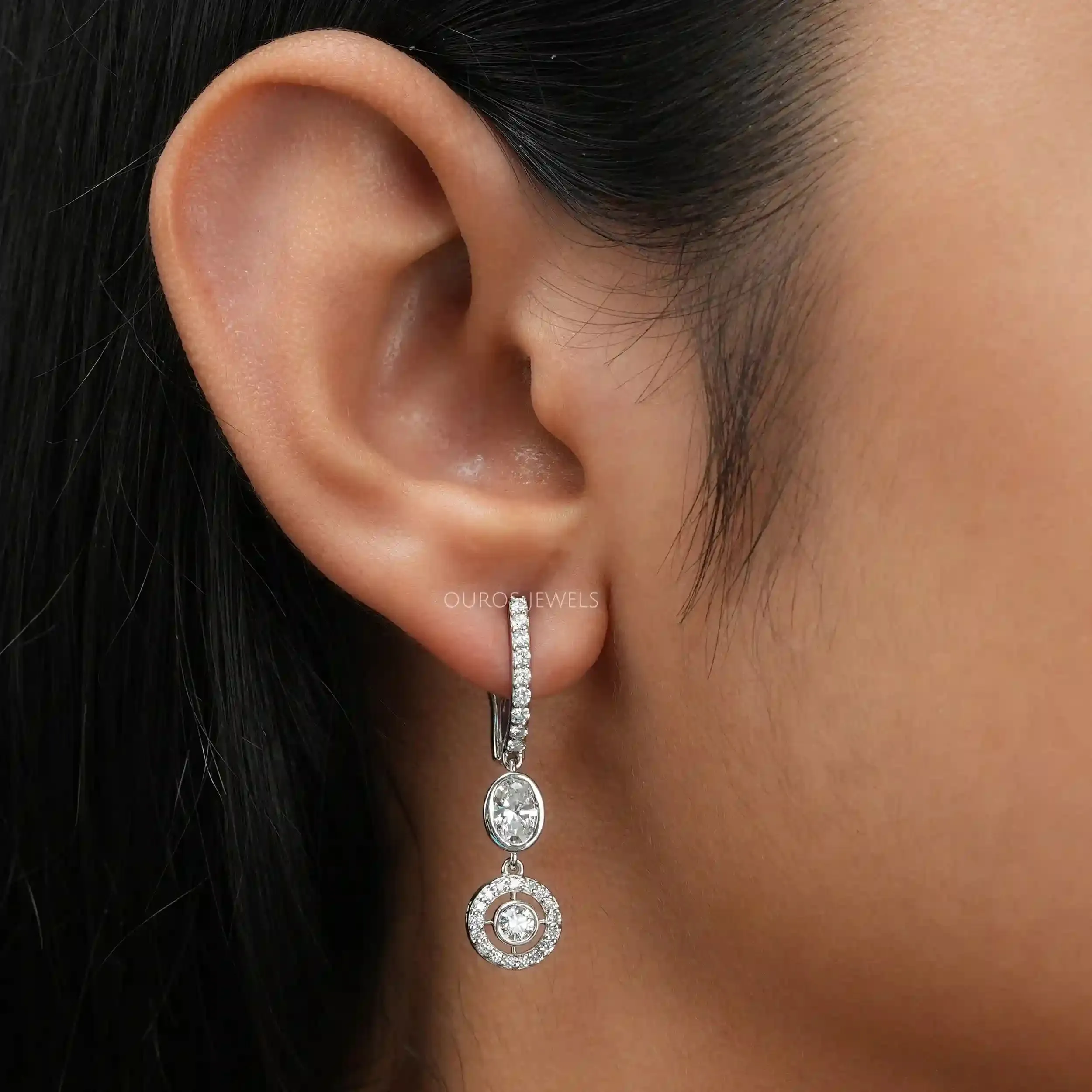 Round Cut Lab Grown Diamond  Lever Back Earrings