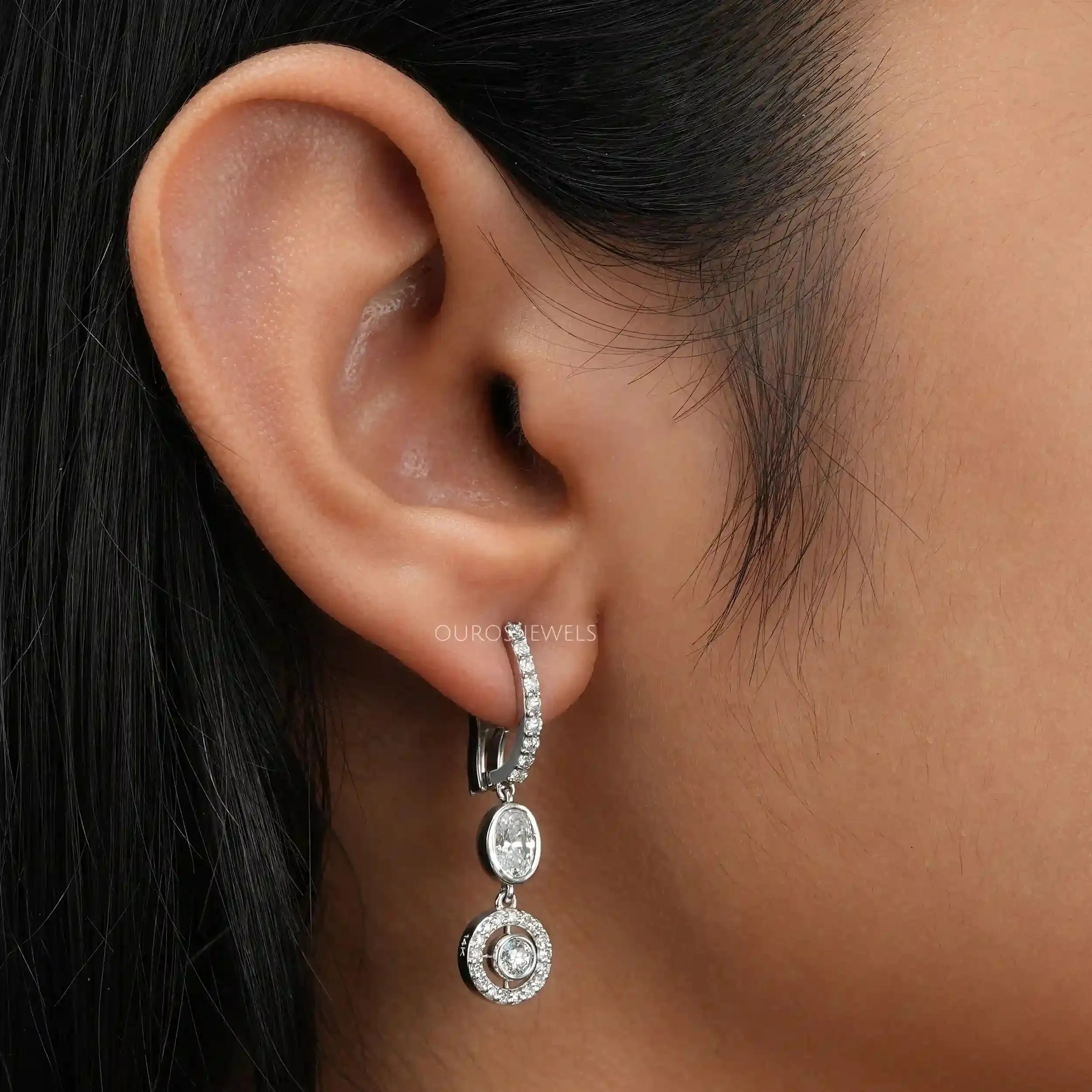 Round Cut Lab Grown Diamond  Lever Back Earrings